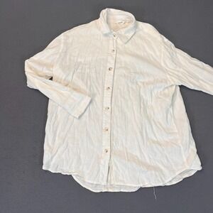 Glassons Womens Size 6 Button Up Oversized European Flax Linen Blend Long Sleeve